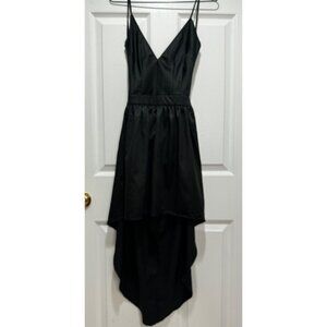 Vintage Havana Size Small Black Backless Spaghetti Strap  High Low Formal Exotic